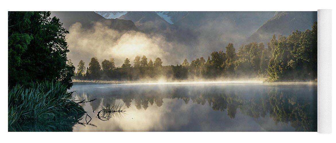 New Zealand Yoga Mat featuring the photograph Sunrise at Lake Matheson, New Zealand by Matt Hansen