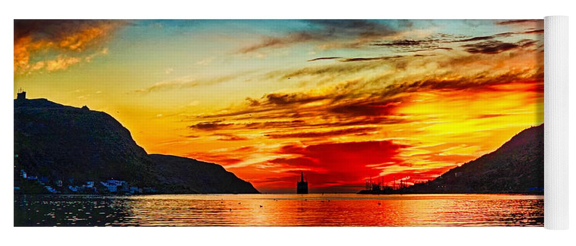 Sunrise Yoga Mat featuring the photograph Sunrise colors in St.Johns Newfoundland by Tatiana Travelways