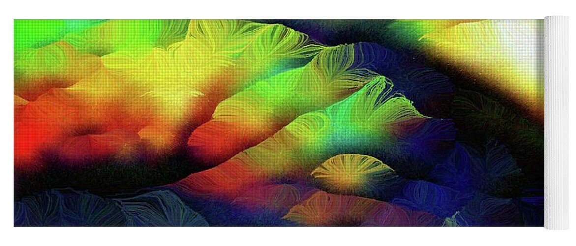 Abstract Landscape Yoga Mat featuring the painting Sunrise in the Valley of Compassion by Aberjhani