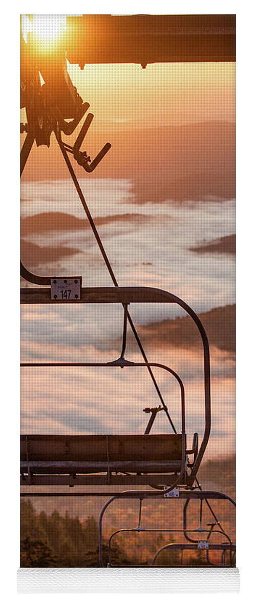 Chair Lift Yoga Mat featuring the photograph Sunrise on Okemo Mountain by Denise Kopko