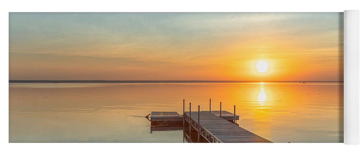 Sunrise Yoga Mat featuring the photograph Sunrise on Oneida Lake by Rod Best