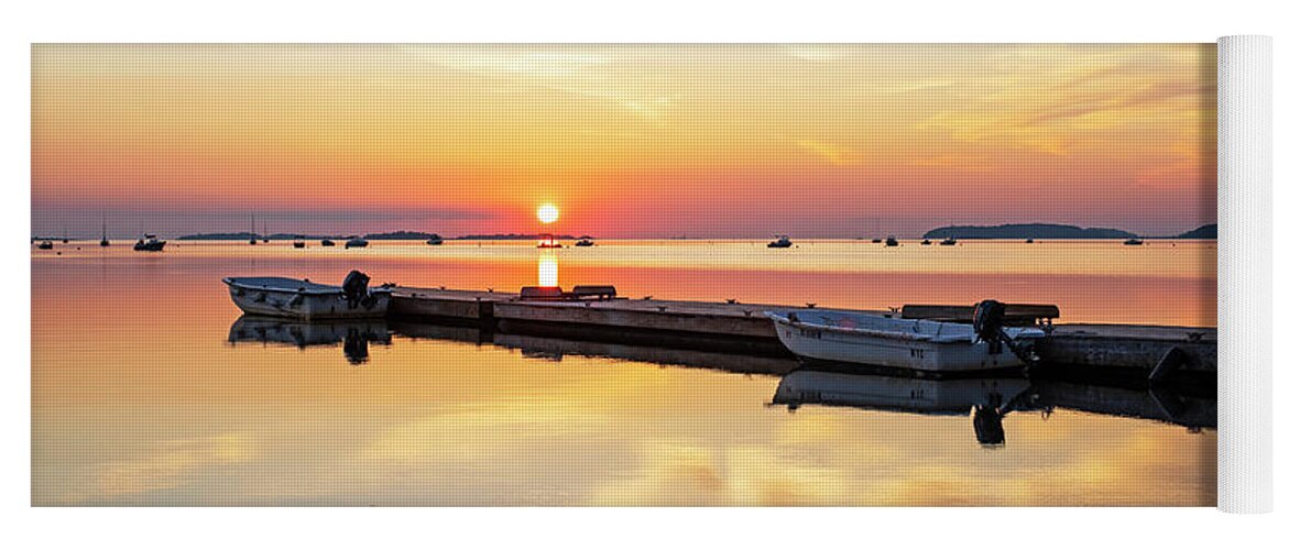 Quincy Yoga Mat featuring the photograph Sunrise on Wollaston Beach Quincy Massachusetts by Toby McGuire