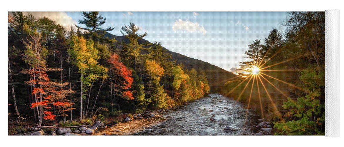 Sunrise Yoga Mat featuring the photograph Sunrise over the East Branch Pemigewasset River by William Dickman