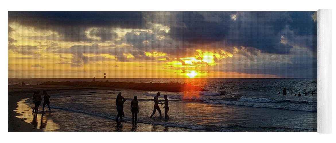 Sunset At Bocagrande Beach Yoga Mat featuring the photograph Sunset at Bocagrande Beach by Aydin Gulec