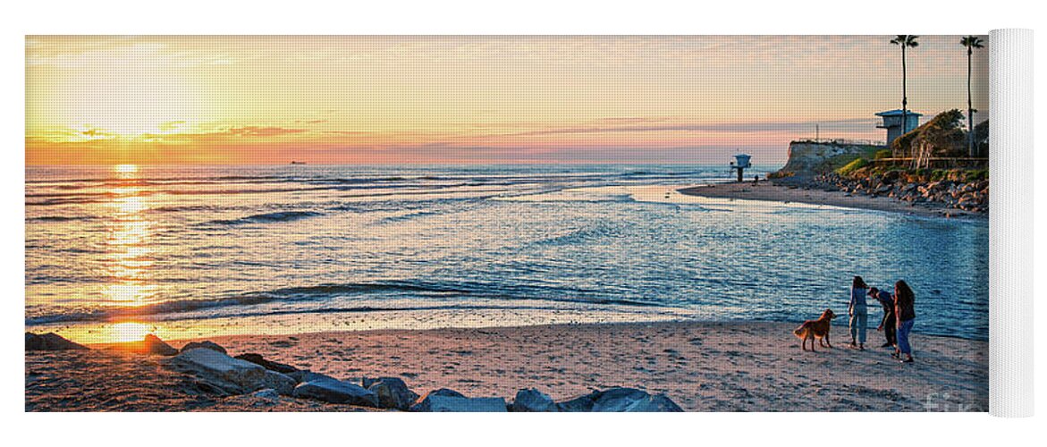 Beach Yoga Mat featuring the photograph Sunset at Cardiff-by-the-Sea by David Levin