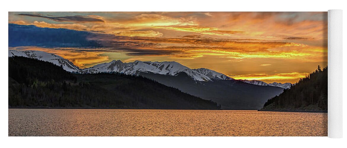 Sunset Yoga Mat featuring the photograph Sunset at Lake Dillon Panorama by Stephen Johnson