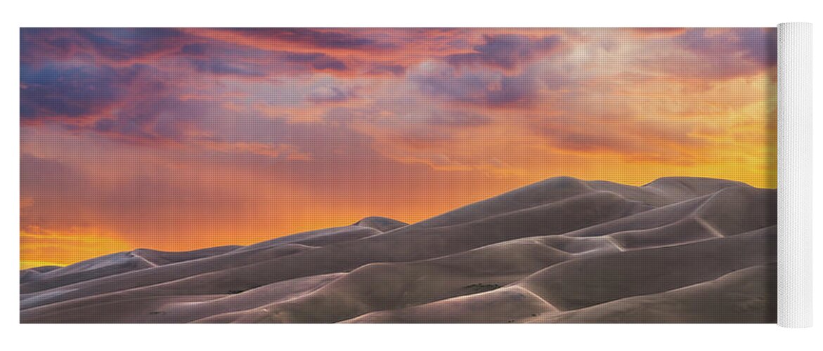Great Sand Dunes National Park Yoga Mat featuring the photograph Sunset At the Dunes by Darren White