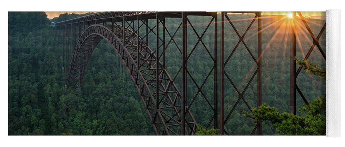 Fayetteville Yoga Mat featuring the photograph Sunset at the New River Gorge Bridge in West Virginia by Steven Heap