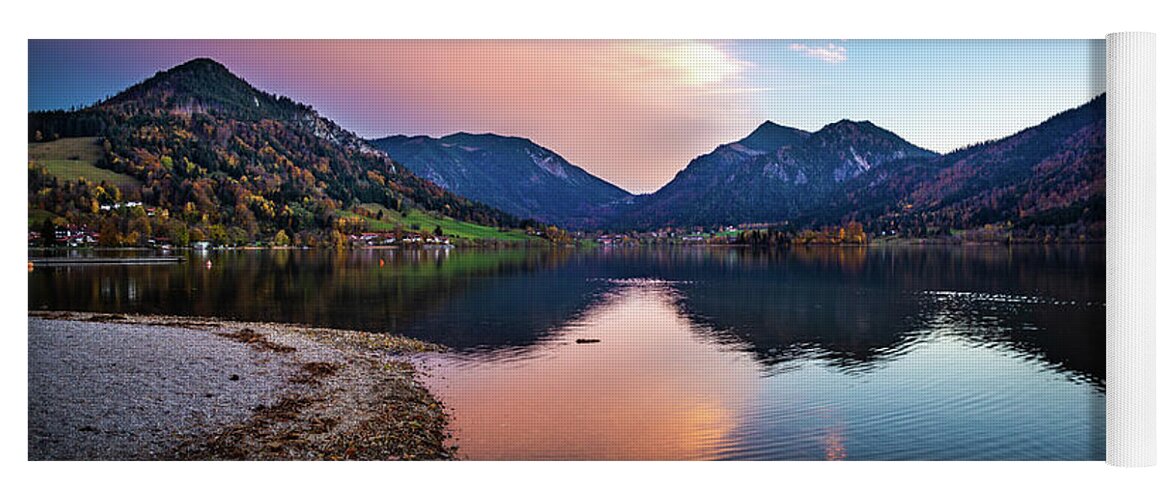 Schliersee Yoga Mat featuring the photograph Sunset at the Schliersee III by Hannes Cmarits