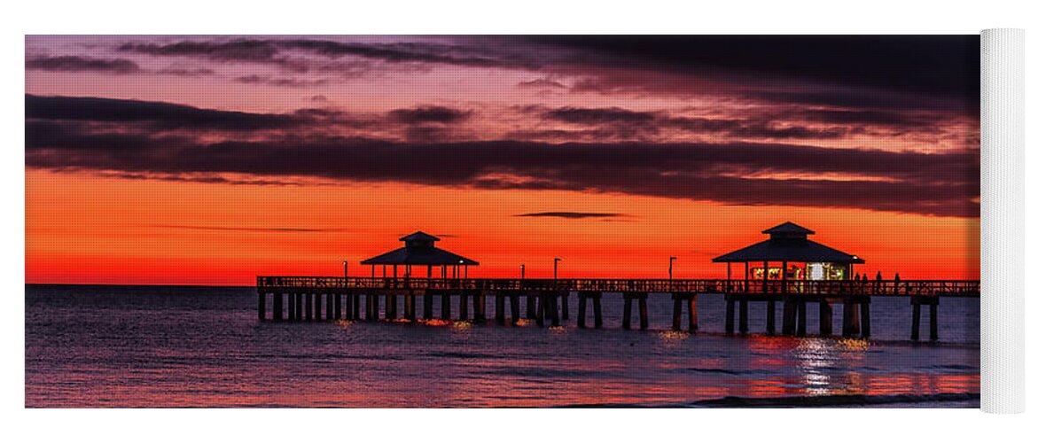 Florida Yoga Mat featuring the photograph Sunset Beach Pier Fort Myers by Dee Potter