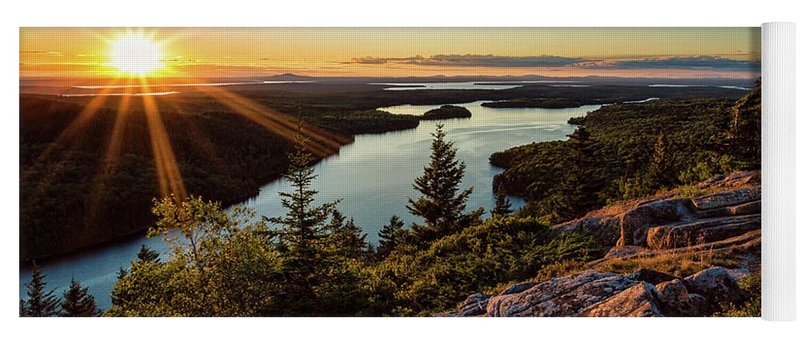 Acadia Yoga Mat featuring the photograph Sunset Beech Mountain, Acadia NP by Jeff Sinon