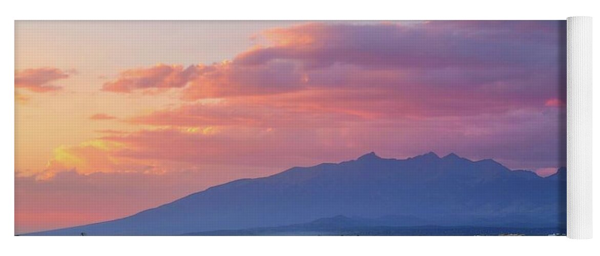 Sunset Yoga Mat featuring the photograph Sunset Behind Mount Blanca by Ally White