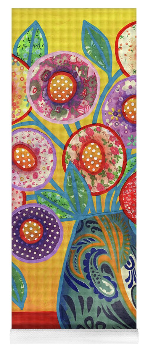 Flowers In A Vase Yoga Mat featuring the painting Sunset Bouquet by Amy E Fraser