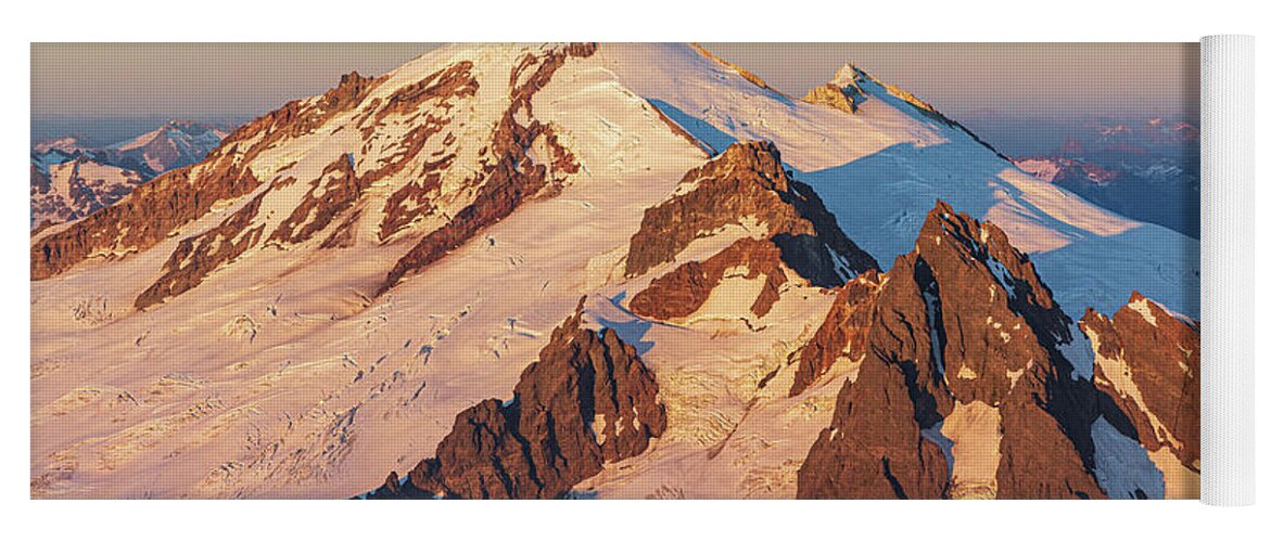 Mount Baker Yoga Mat featuring the photograph Sunset Gold by Michael Rauwolf