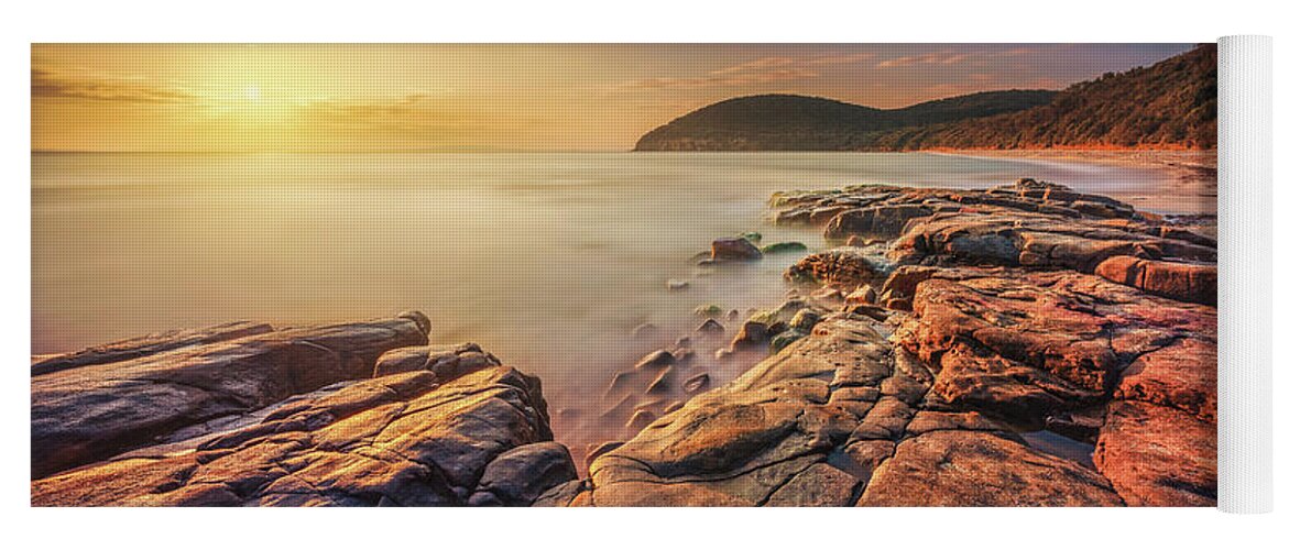 Beach Yoga Mat featuring the photograph Sunset in Cala Violina Beach by Stefano Orazzini