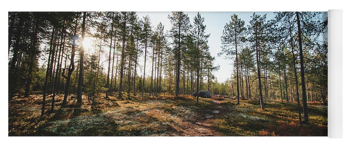 Outside Yoga Mat featuring the photograph Sunset in the Finnish wilderness by Vaclav Sonnek