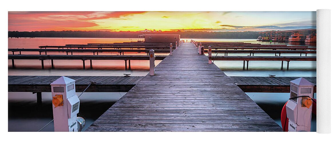 Sunset Yoga Mat featuring the photograph Sunset Midway Marina Fulton Mississippi Tenn Tom Waterway by Jordan Hill