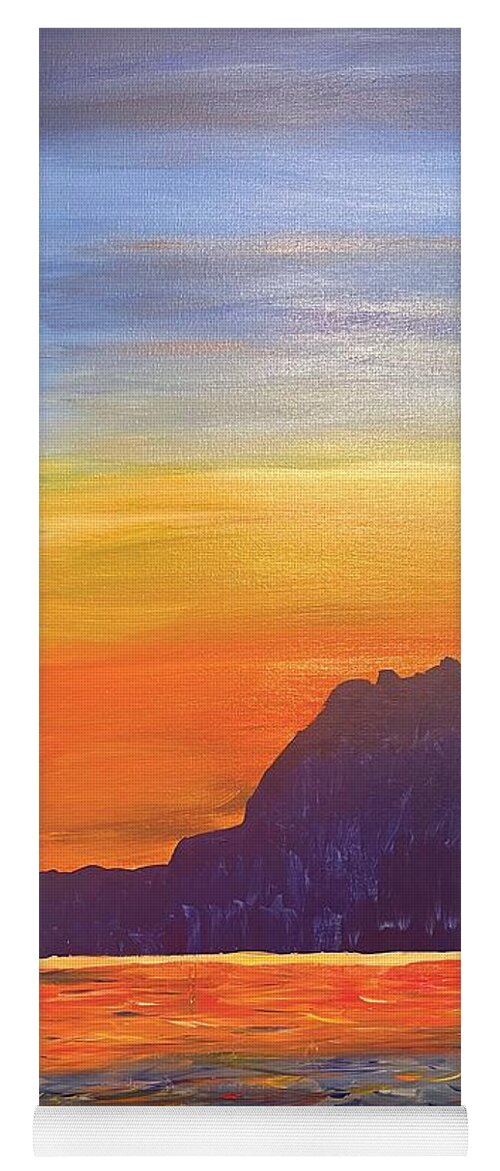 Sunset Yoga Mat featuring the painting Sunset on Abiquiu Lake by Christina Wedberg