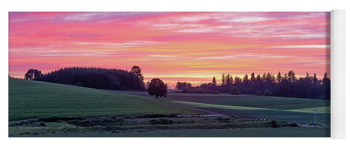 Evans Valley Yoga Mat featuring the photograph Sunset on the farm by Ulrich Burkhalter