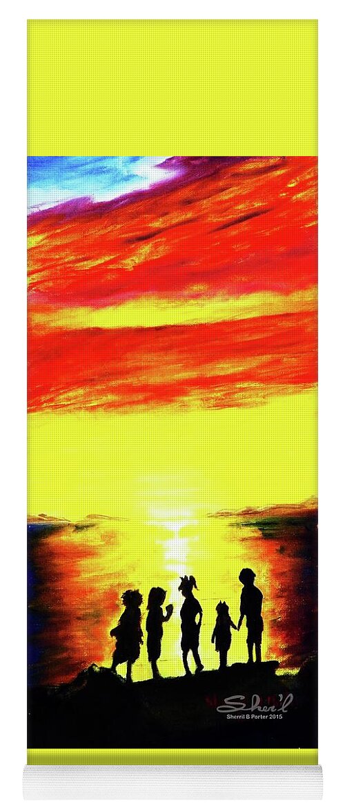 Great Salt Lake Yoga Mat featuring the painting Sunset on the Great Salt Lake by Sherril Porter