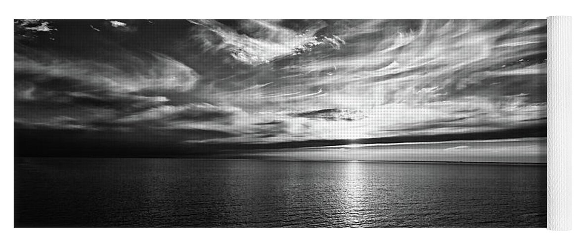 Sunset Yoga Mat featuring the photograph Sunset on the horizon at sea by Bernhard Schaffer