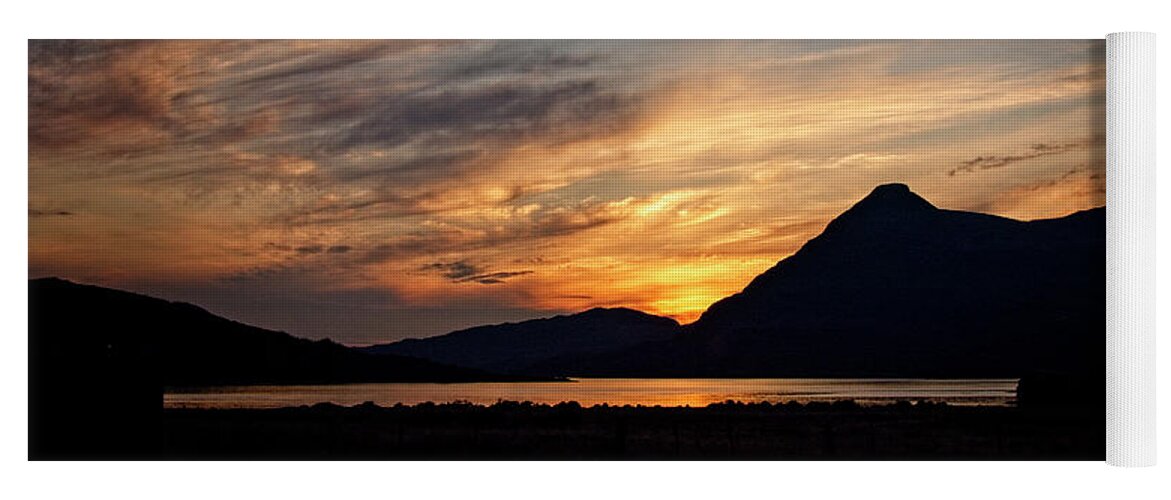 Sunset Yoga Mat featuring the photograph Sunset over Loch Assynt by Tony Mills