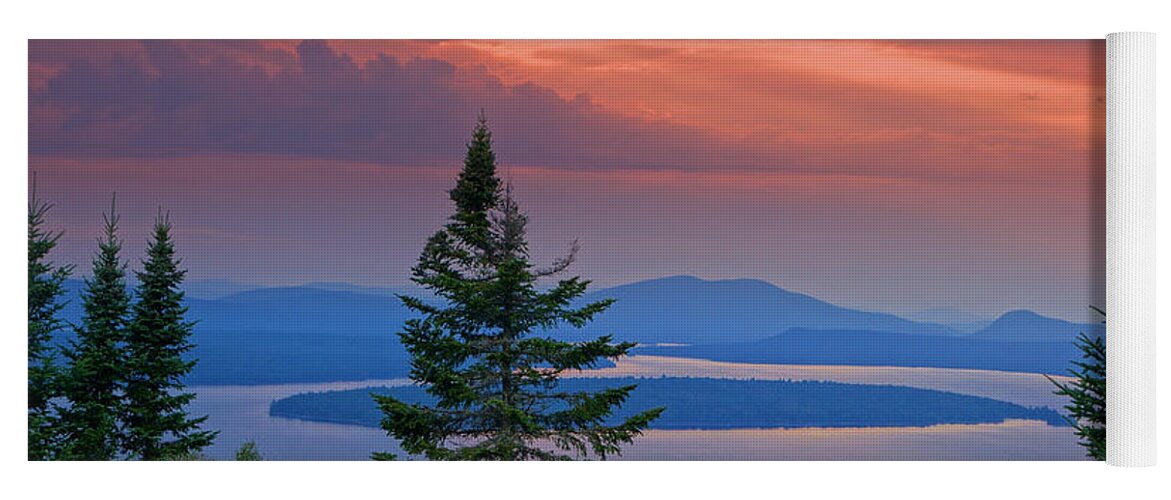 Sun Yoga Mat featuring the photograph Sunset Over Mooselookmeguntic Lake by Russ Considine