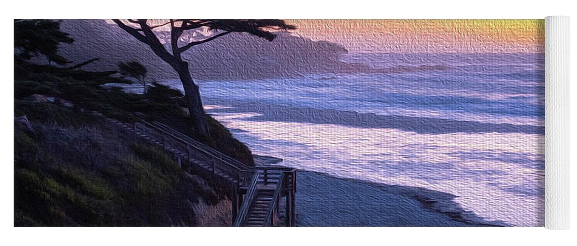 Ngc Yoga Mat featuring the photograph Sunset Painting at Carmel Beach by Robert Carter
