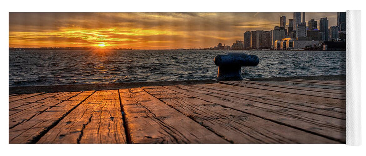 Cn Tower Yoga Mat featuring the photograph Sunset Peer from the Pier by Dee Potter