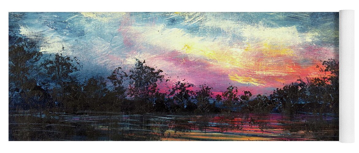 Sunset Yoga Mat featuring the painting Sunset Reflection by Zan Savage