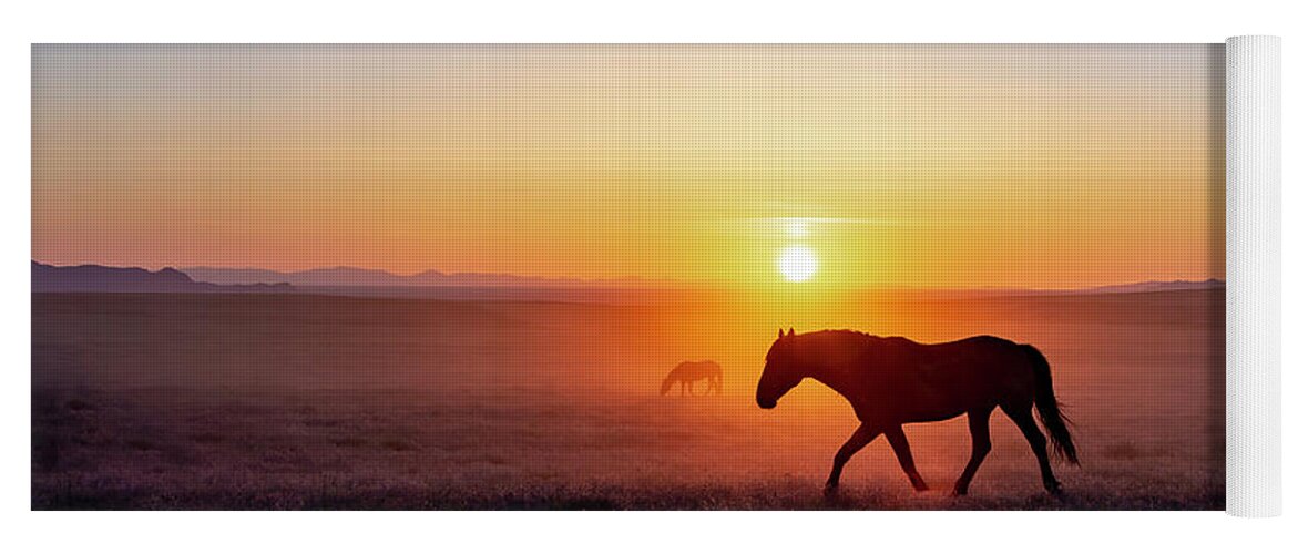 Horse Yoga Mat featuring the photograph Sunset Silhouette by Dirk Johnson