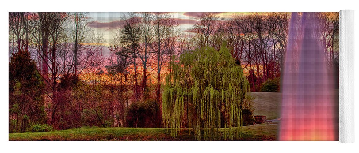 North Carolina Yoga Mat featuring the photograph Sunset Sky Glowing Waters by Dan Carmichael
