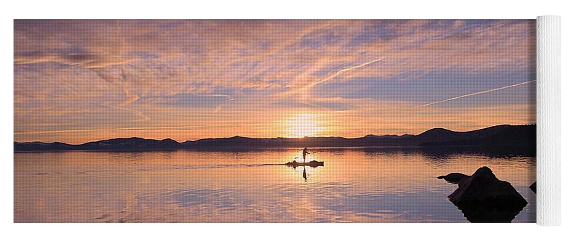 Lake Tahoe Yoga Mat featuring the photograph Sunset SUPper by Sean Sarsfield