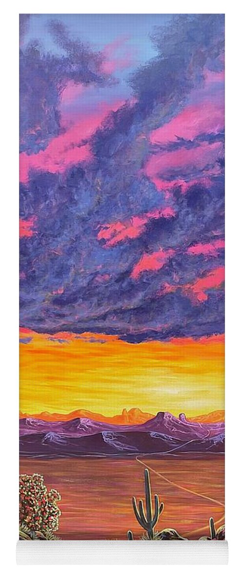Arizona Sunset Yoga Mat featuring the painting Sunset Trail by Lance Headlee