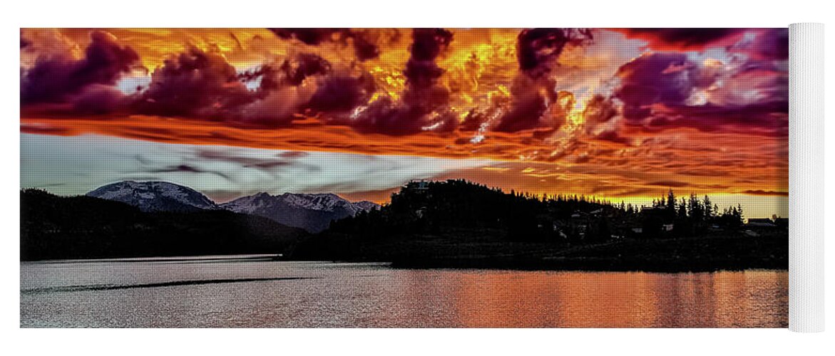 Sunset Yoga Mat featuring the photograph Sunset Turmoil at Summit Cove Pano by Stephen Johnson