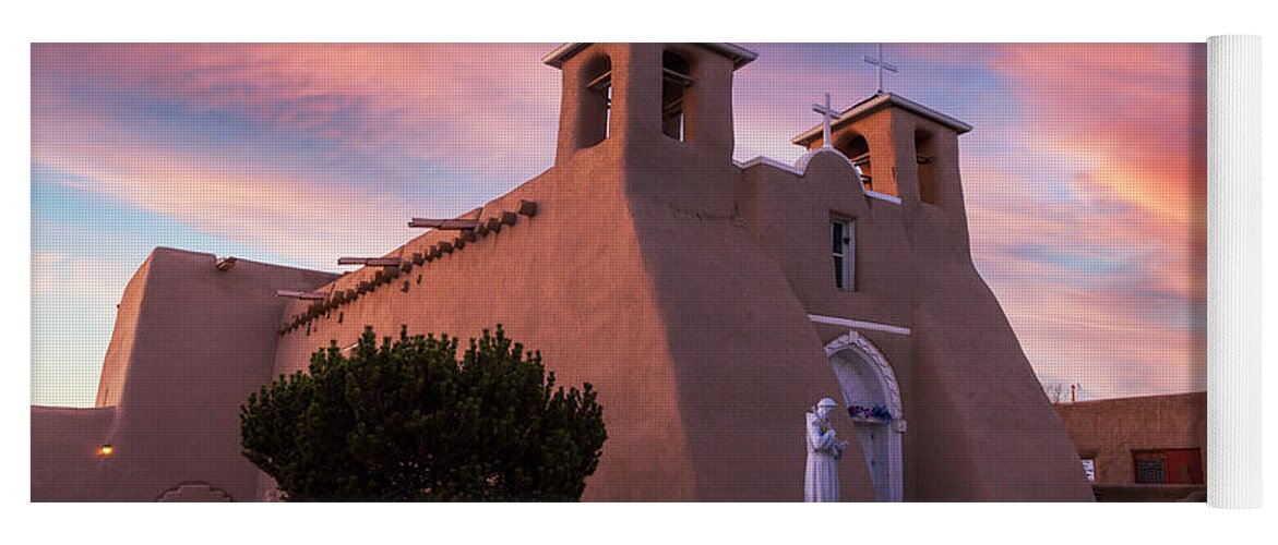 Taos Yoga Mat featuring the photograph Sunset with the San Francisco de Asis Church by Elijah Rael