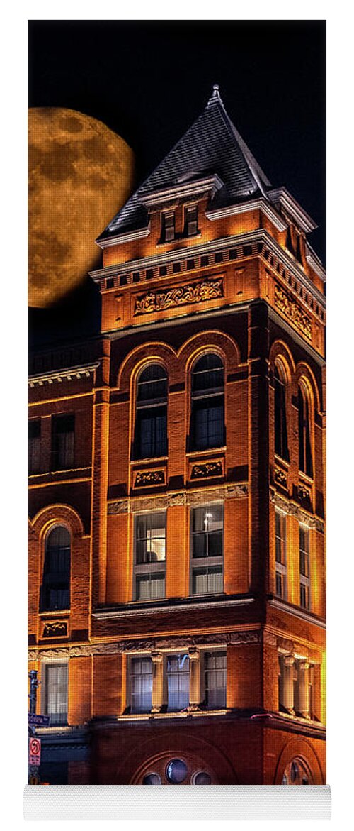 19th Century Architecture Yoga Mat featuring the photograph Super Moon Over Broadview Hotel Toronto by Dee Potter
