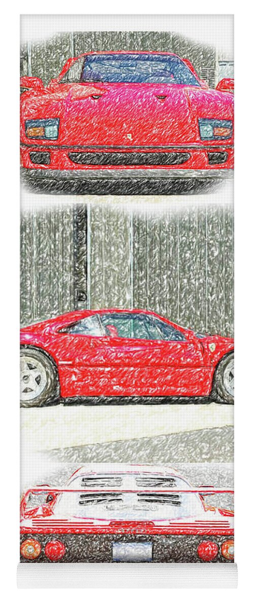 Ferrari Yoga Mat featuring the drawing Supercar Sketch by Darrell Foster