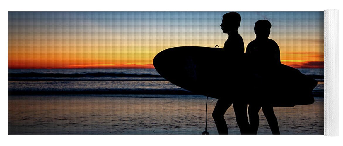Athlete Yoga Mat featuring the photograph Surfers' Silhouette by David Levin