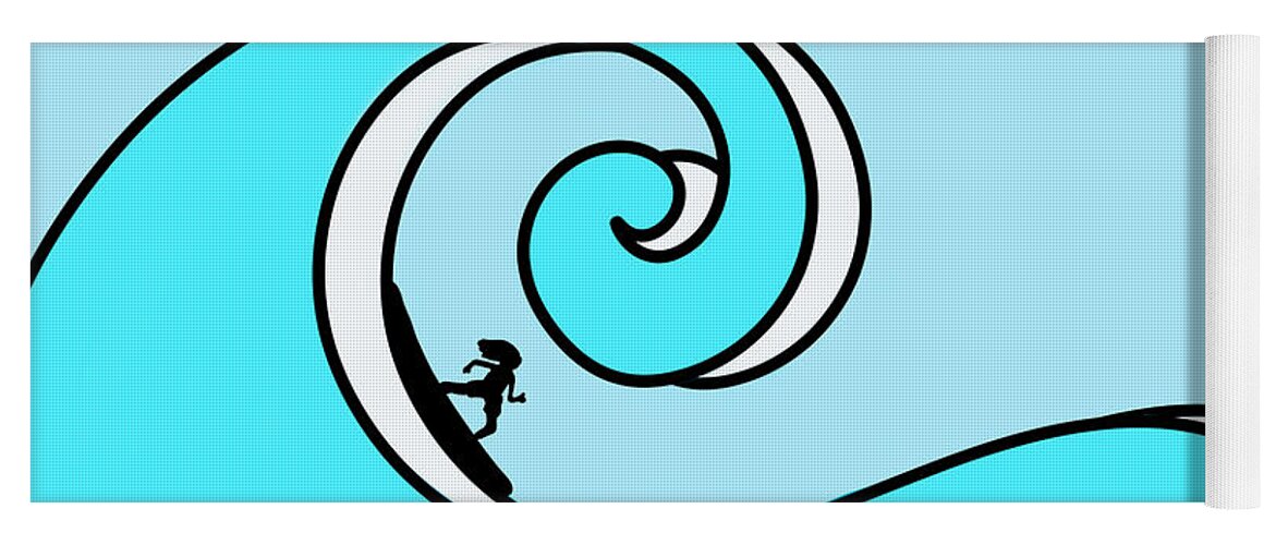 Surfer Yoga Mat featuring the digital art Surfing the Wave by Barefoot Bodeez Art