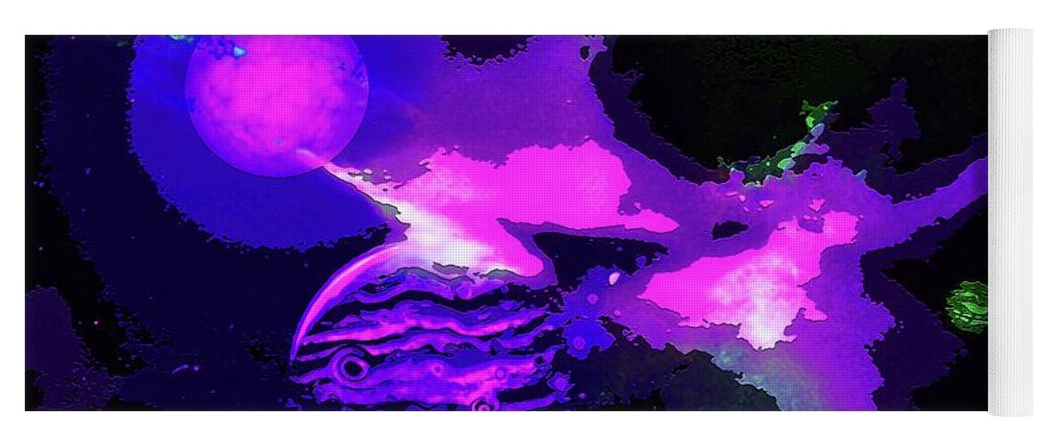  Yoga Mat featuring the digital art Surreal Planets and Clouds in Space by Don White Artdreamer