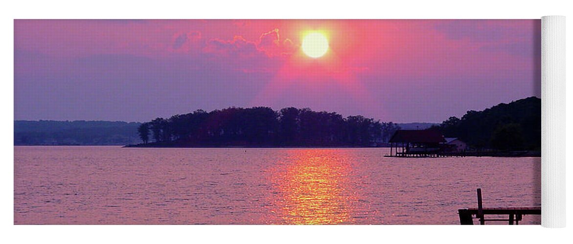 Smith Mountain Lake Sunset Yoga Mat featuring the photograph Surreal Smith Mountain Lake Sunset by The James Roney Collection
