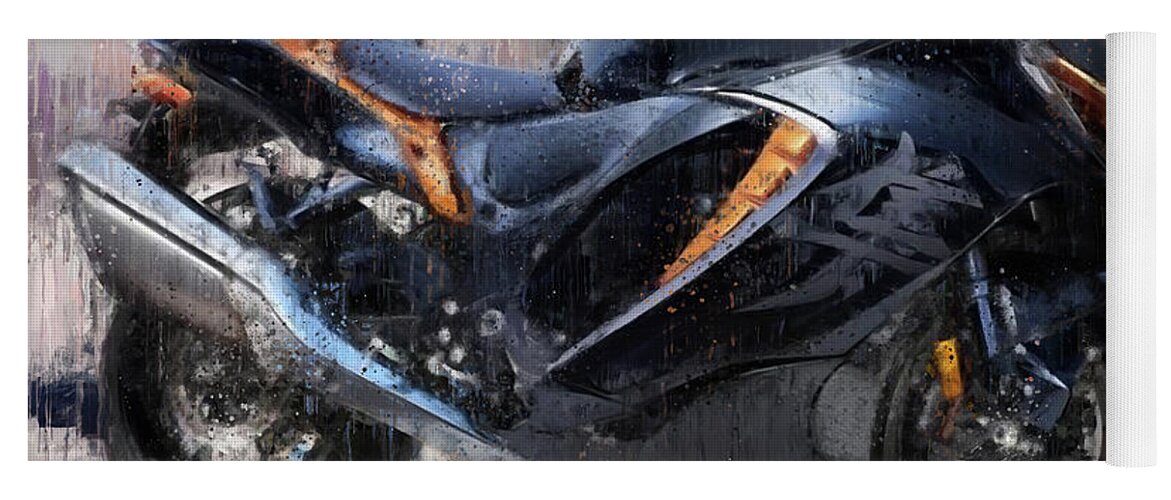 Motorcycle Yoga Mat featuring the painting SUZUKI HAYABUSA GSX1300R Motorcycles by Vart by Vart