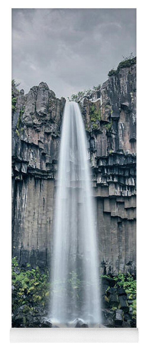 Iceland Yoga Mat featuring the photograph Svartifoss scenic waterfall, Iceland by Delphimages Photo Creations