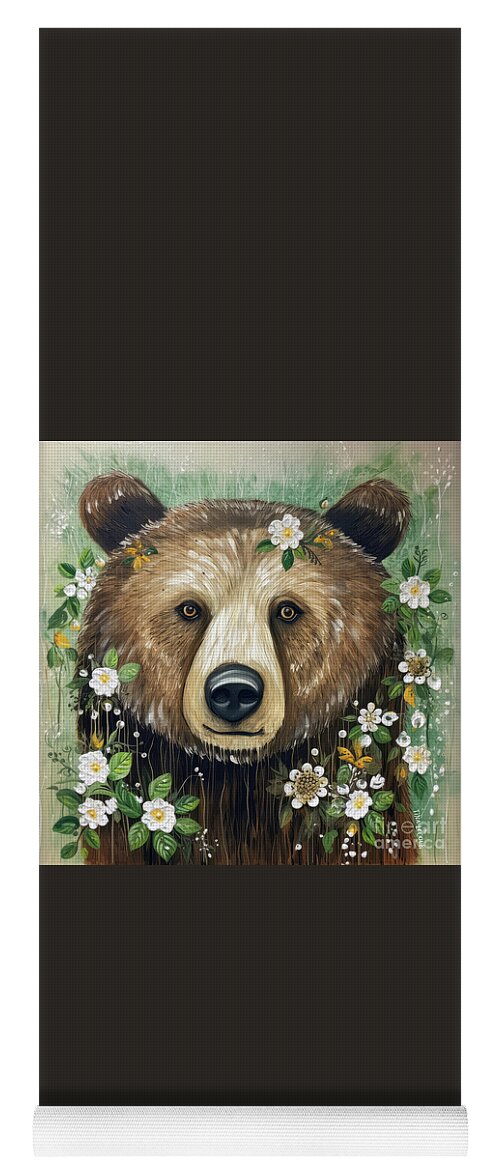 Brown Bear Yoga Mat featuring the painting Sweet Brown Bear by Tina LeCour