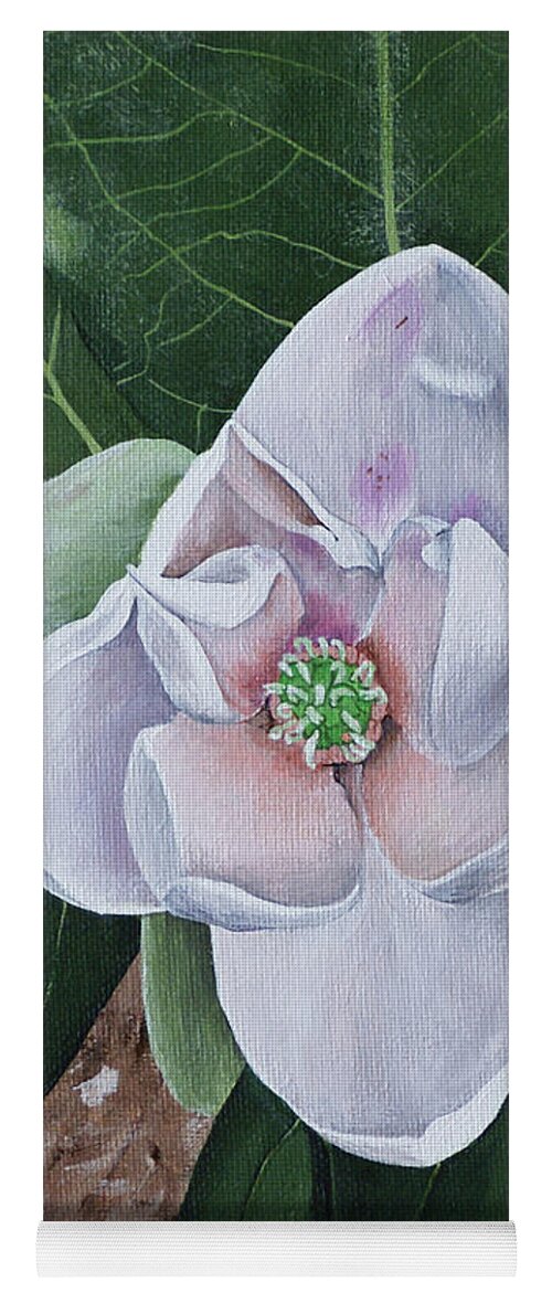 Sweetbay Magnolia Yoga Mat featuring the painting Sweetbay Magnolia by Heather E Harman