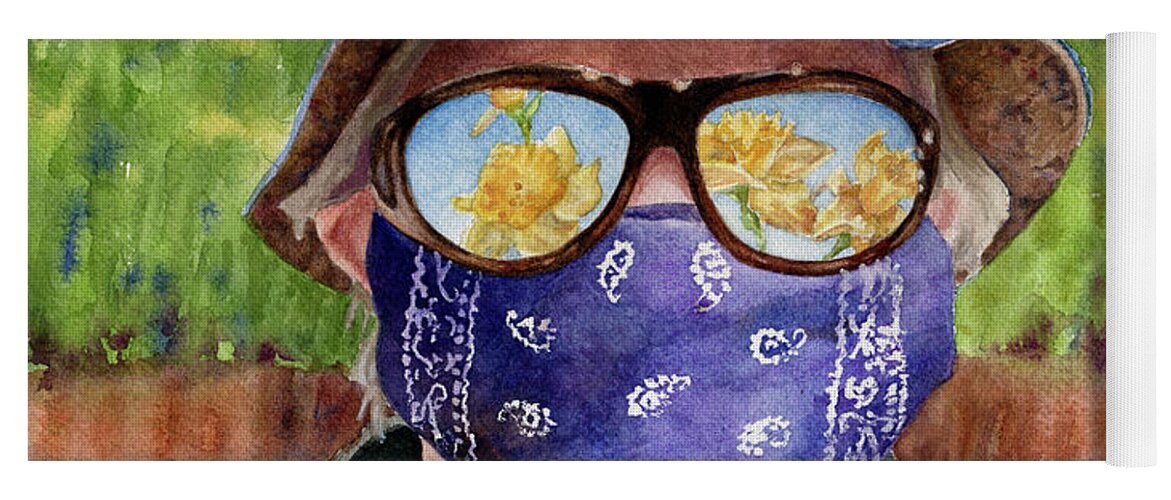 Mask Painting Yoga Mat featuring the painting Tainted Spring  Mommie at 91 by Anne Gifford