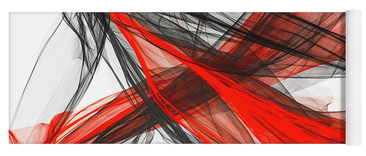 Red And Gray Yoga Mat featuring the painting Take Me - Black And Red Art by Lourry Legarde