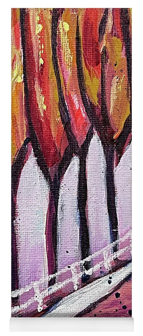 Tall Yoga Mat featuring the painting Tall Trees 1 by Roxy Rich