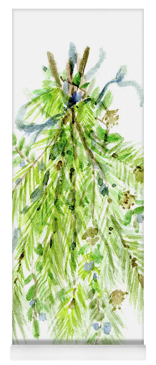 Tamarack Yoga Mat featuring the painting Tamarack Tied Bouquet by Laurie Rohner